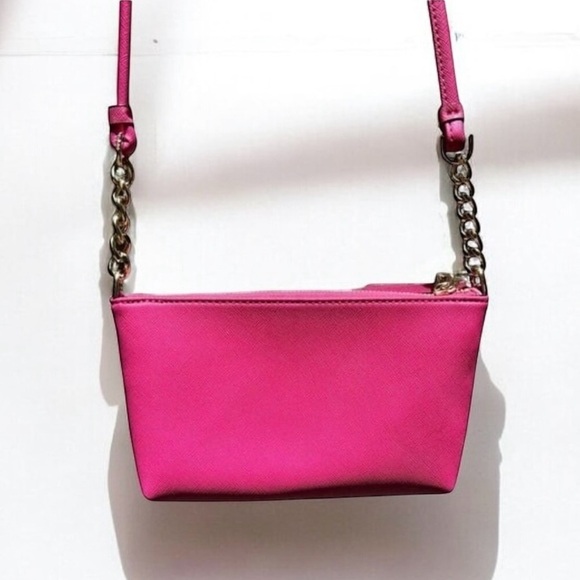 Calvin Klein Pink Saffiano Crossbody Crossbody Purse Bag; Gold Chain Strap - Picture 7 of 9
